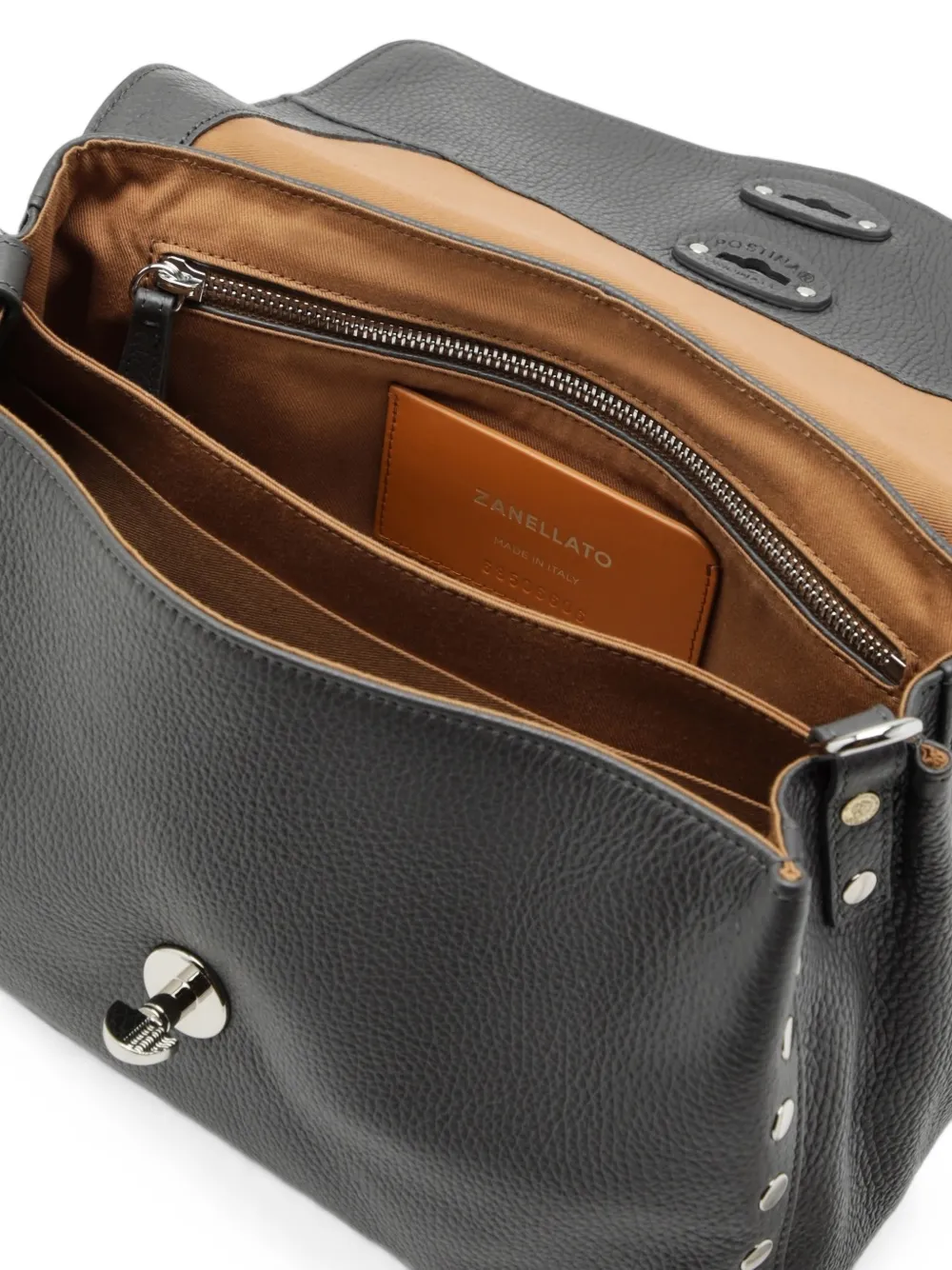 Zanellato Postina leren schoudertas met studs Grijs