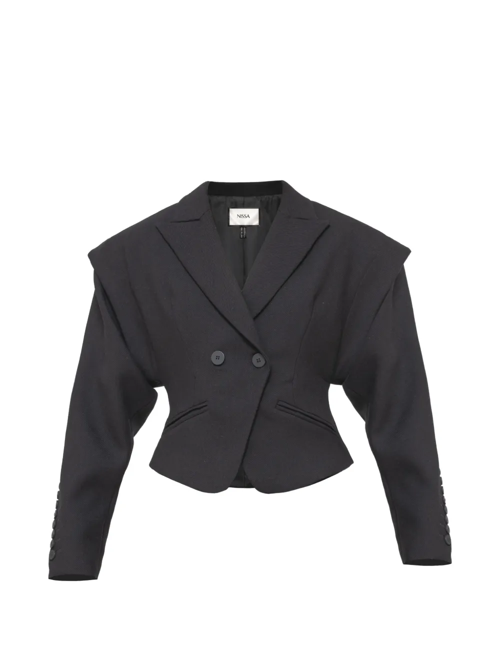 NISSA sculpted-shoulder wool blend blazer - Nero