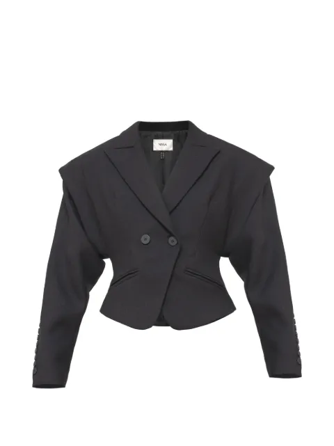 NISSA sculpted-shoulder wool blend blazer