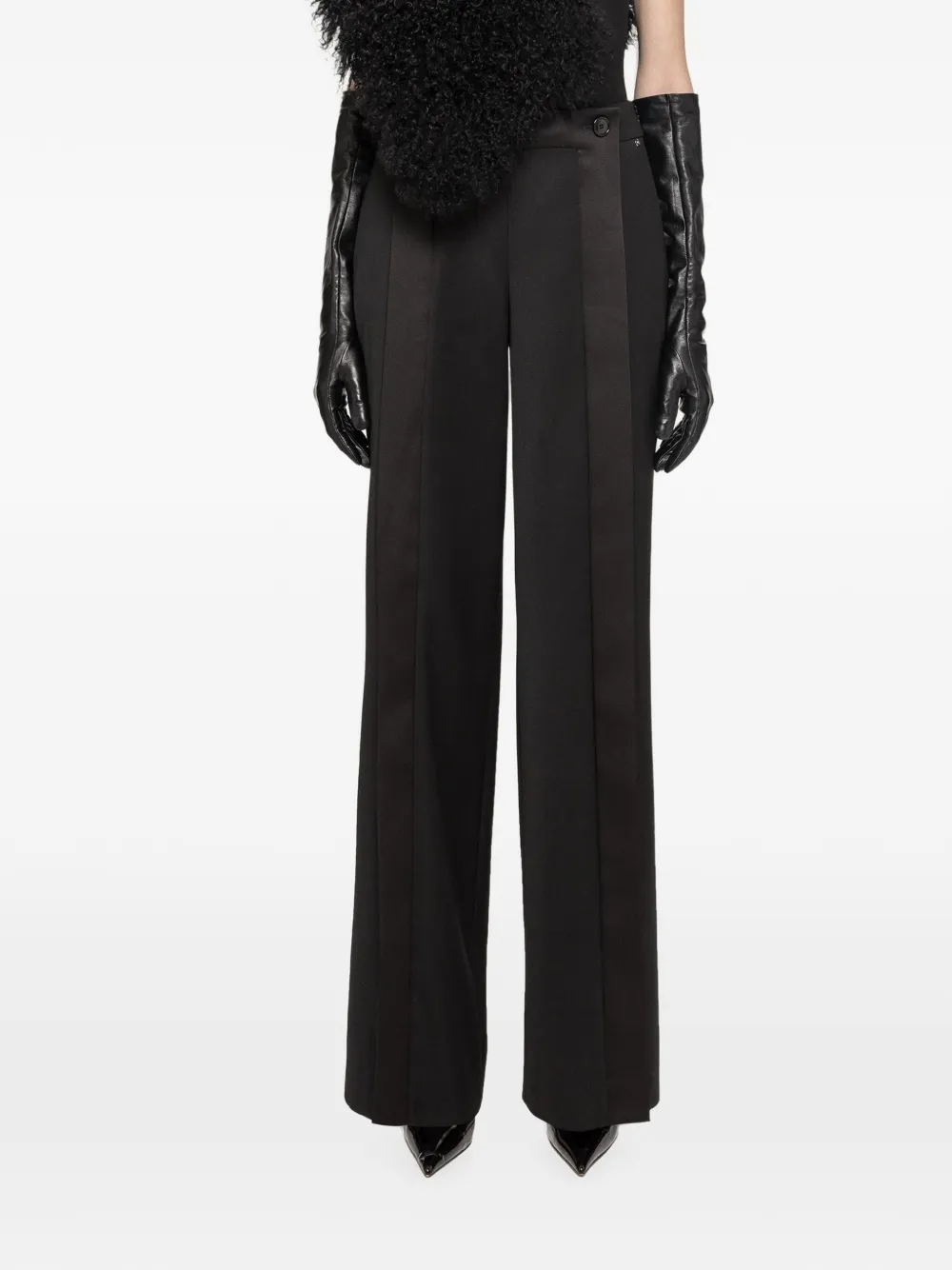 NISSA pantalon en laine à coupe droite - Noir NISSA pantalon en laine à coupe droite - Noir