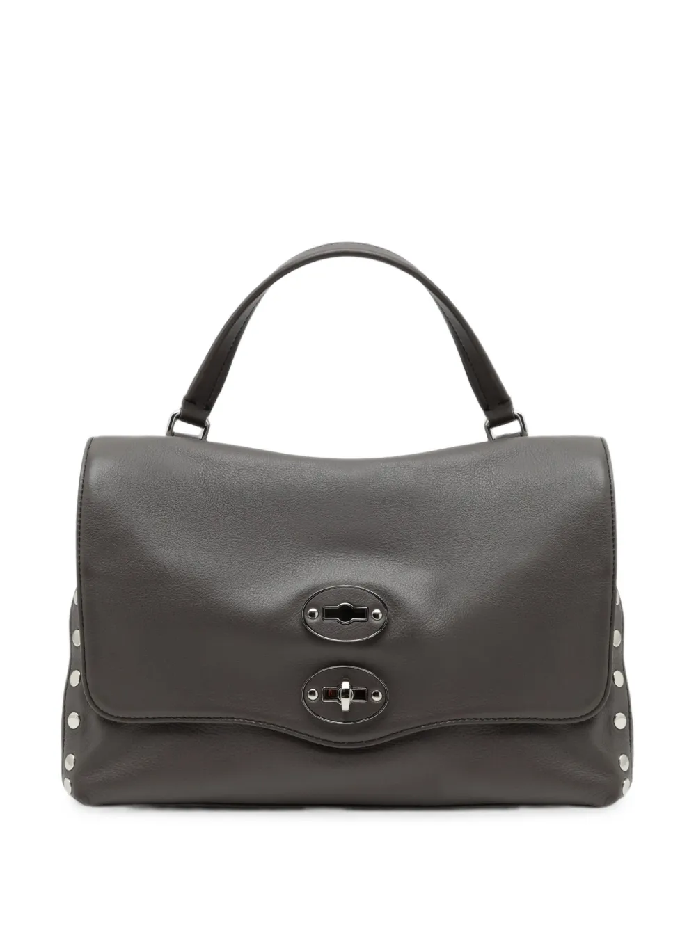 Zanellato small Postina studded leather tote bag - Grigio