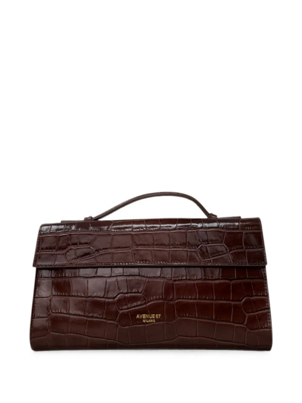 avenue 67 Paloma croc-effect leather clutch bag - Marrone