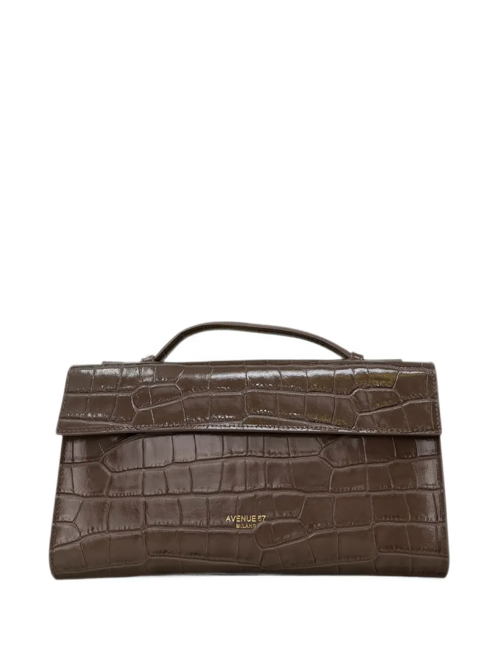 avenue 67 Paloma croc-effect leather clutch bag - Marrone