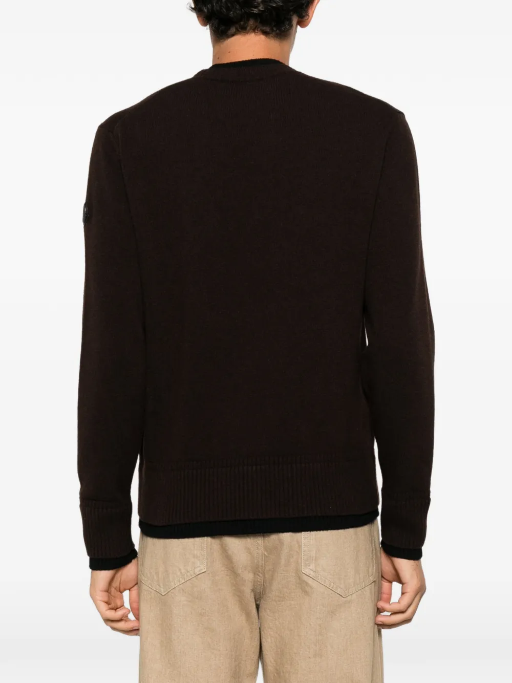 Moncler logo-patch crew neck sweater Bruin