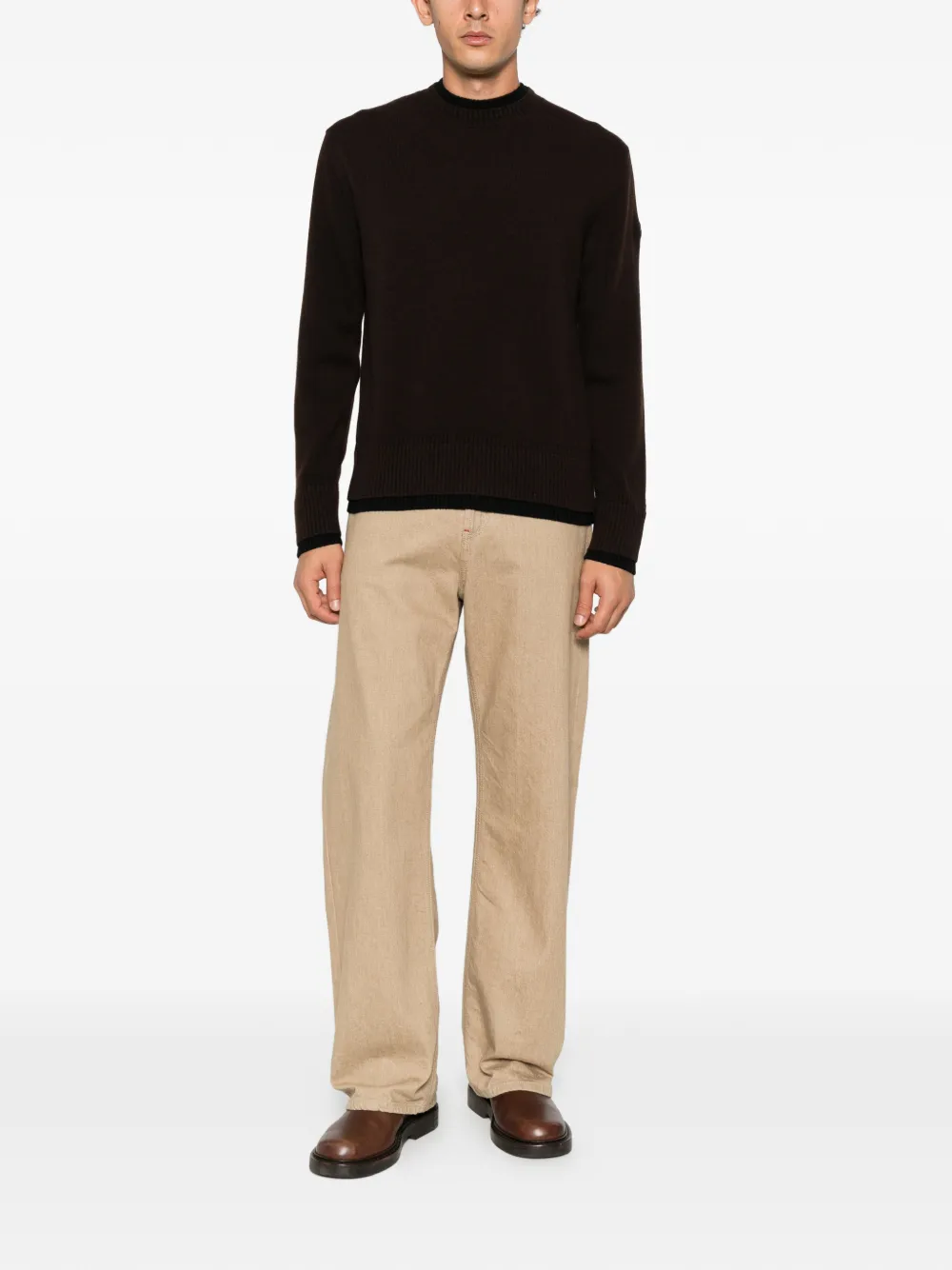 Moncler logo-patch crew neck sweater Bruin