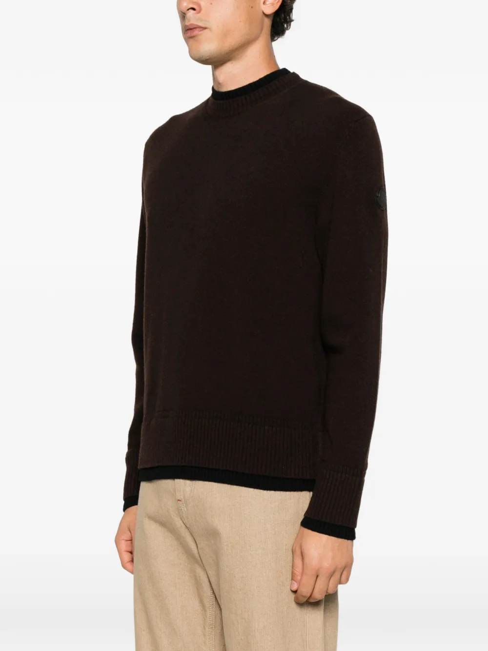 Moncler logo-patch crew neck sweater Bruin