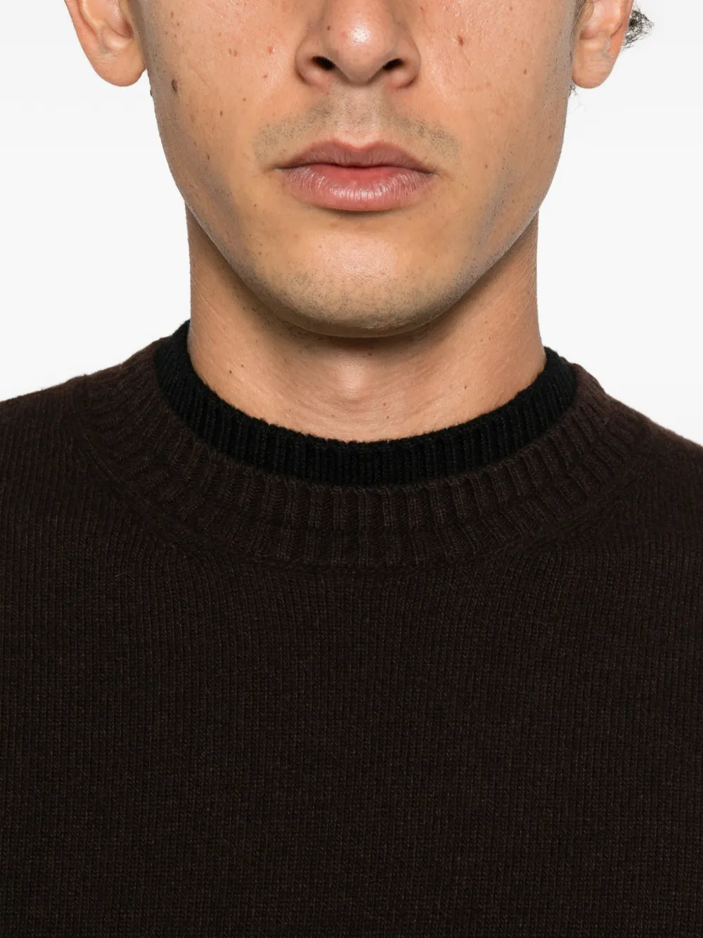 Moncler logo-patch crew neck sweater Bruin