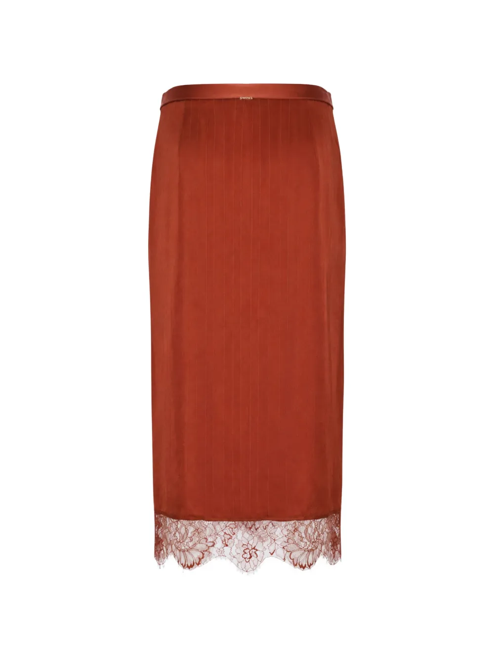 TWINSET lace-trim pinstripe midi skirt Rood
