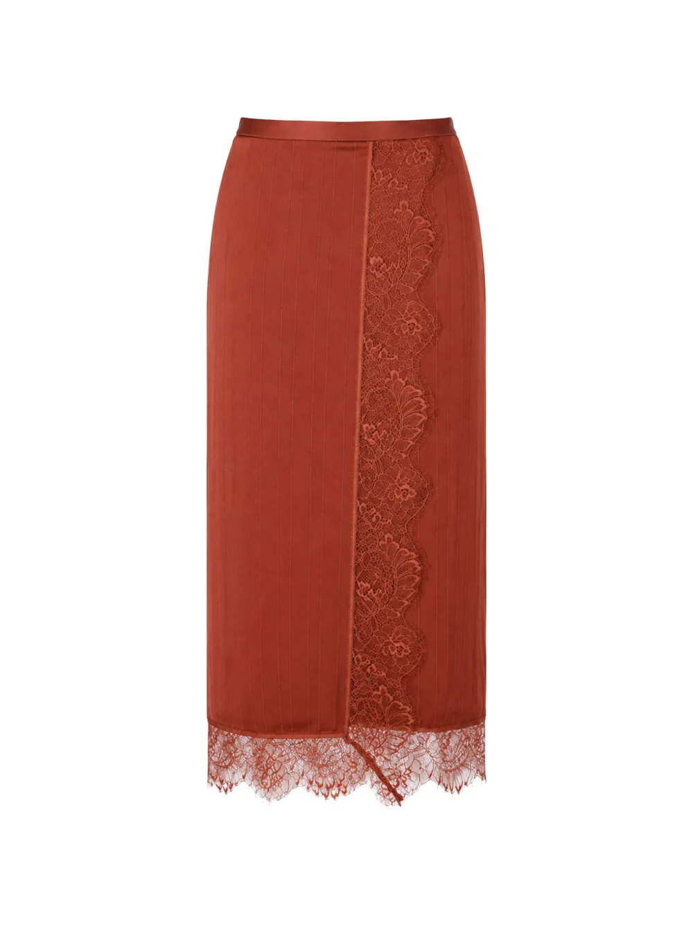 TWINSET lace-trim pinstripe midi skirt Rood