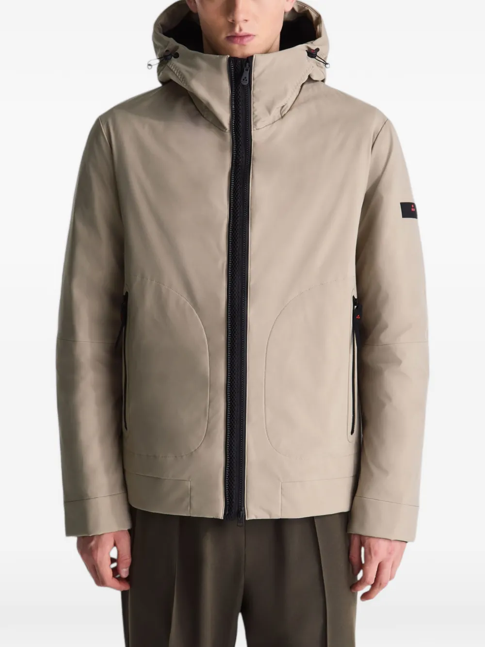 Peuterey hooded logo-patch jacket Beige
