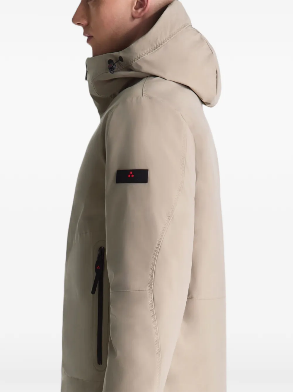 Peuterey hooded logo-patch jacket Beige