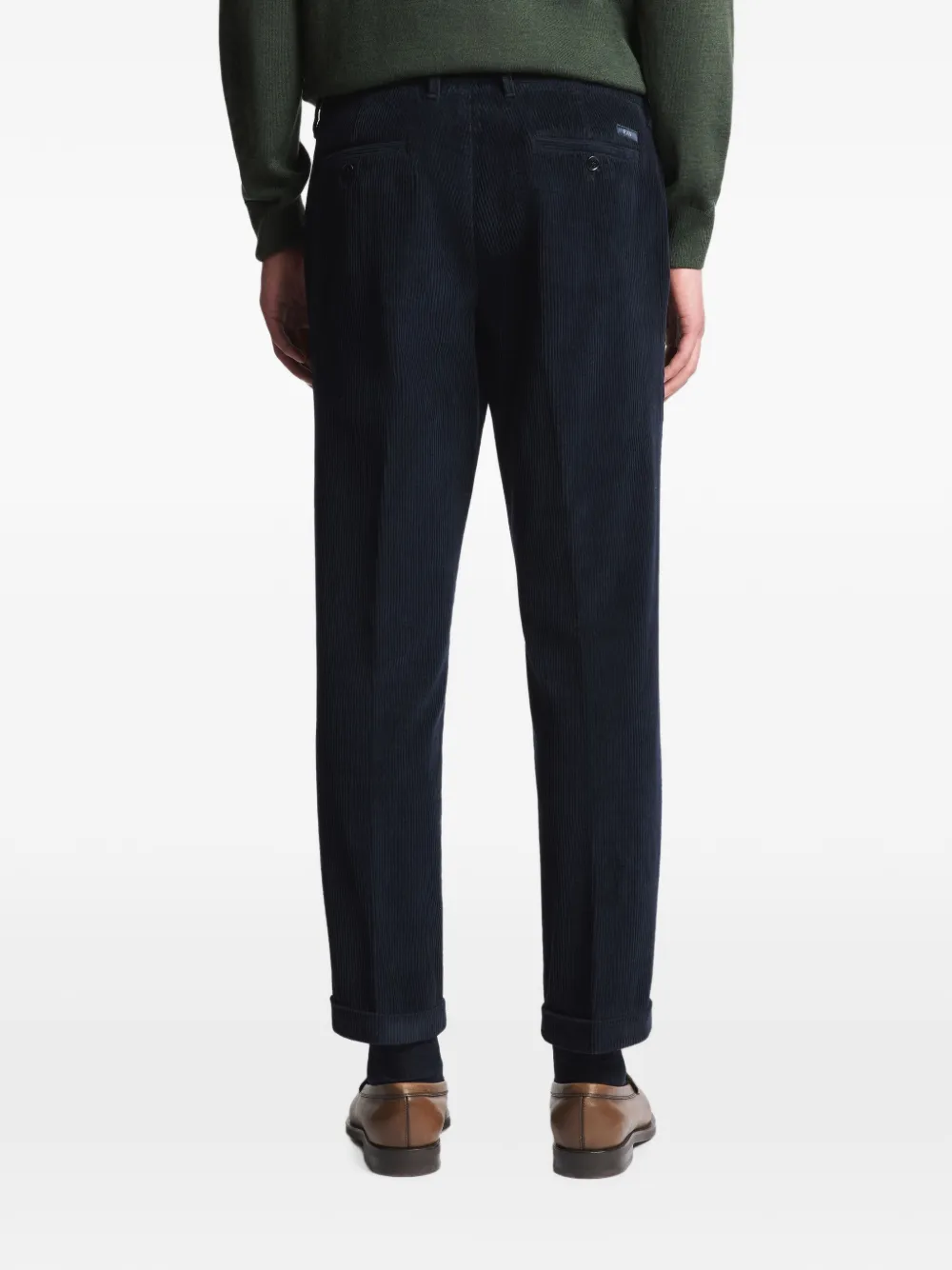 Fay Broek met ribfluwelen textuur Blauw