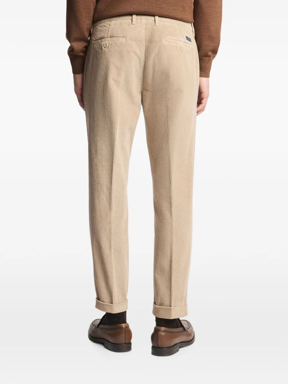 Fay Ribfluwelen broek met omgeslagen pijpen Beige