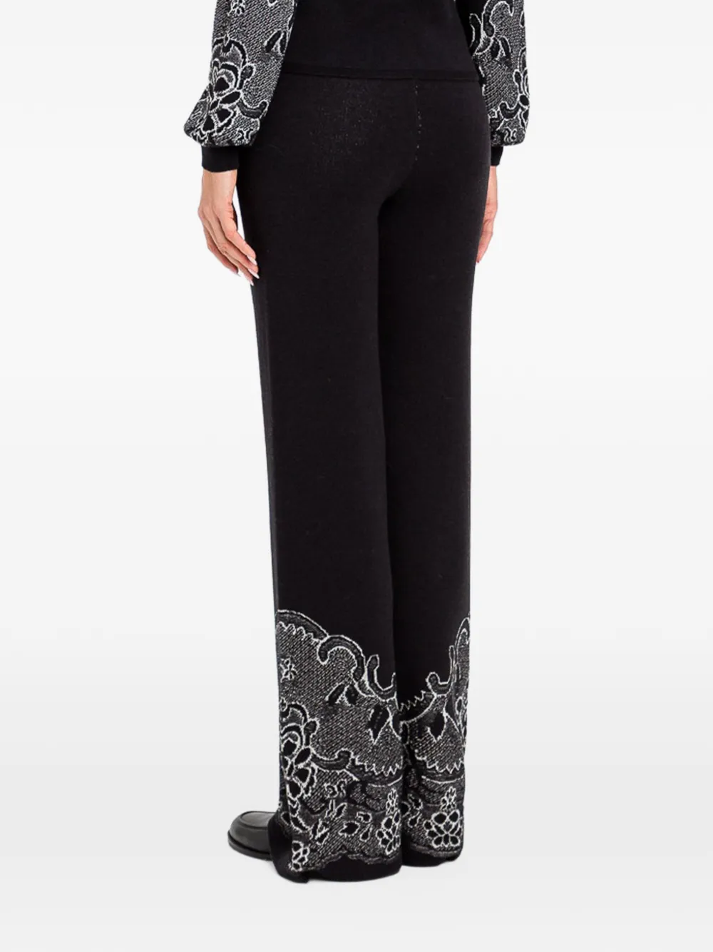TWINSET Gebreide broek met jacquard Zwart