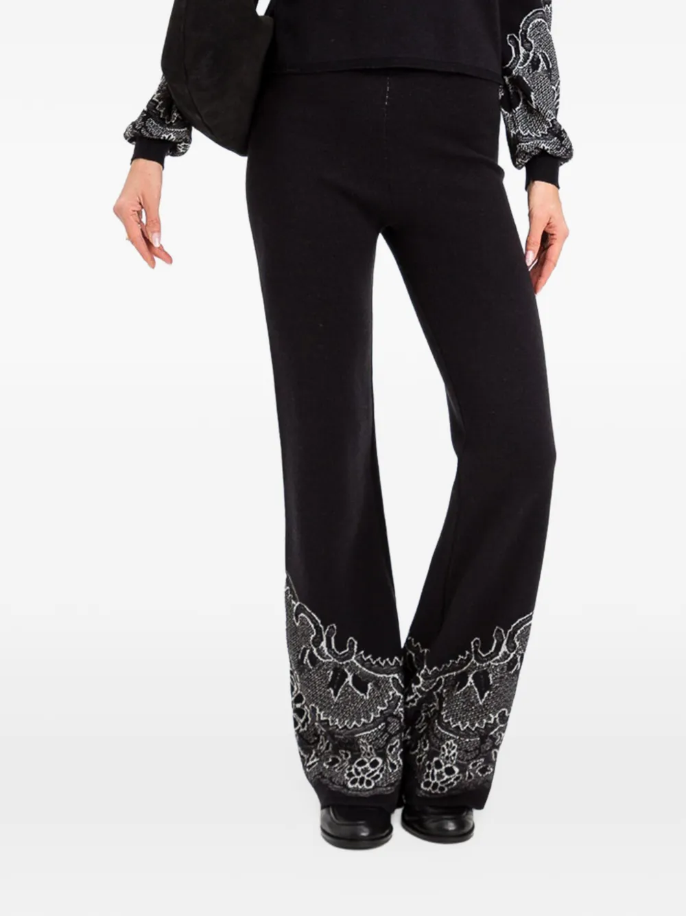 TWINSET jacquard-knit trousers - Schwarz