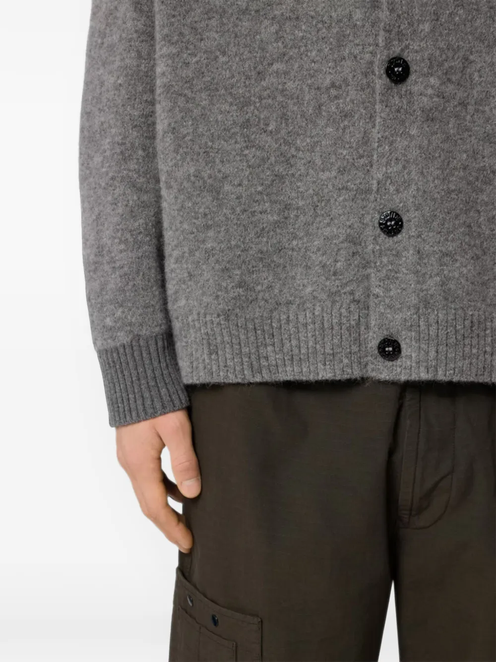 Stone Island 5100046 baby alpaca blend cardigan Grijs
