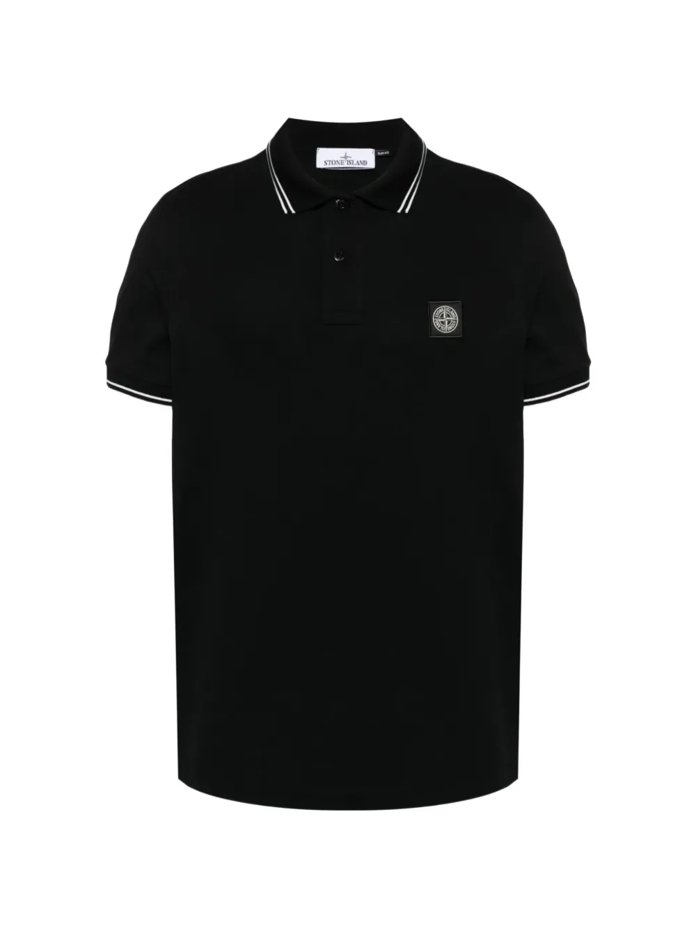 Stone Island 2200010 piqué poloshirt van biologisch stretchkatoen Zwart