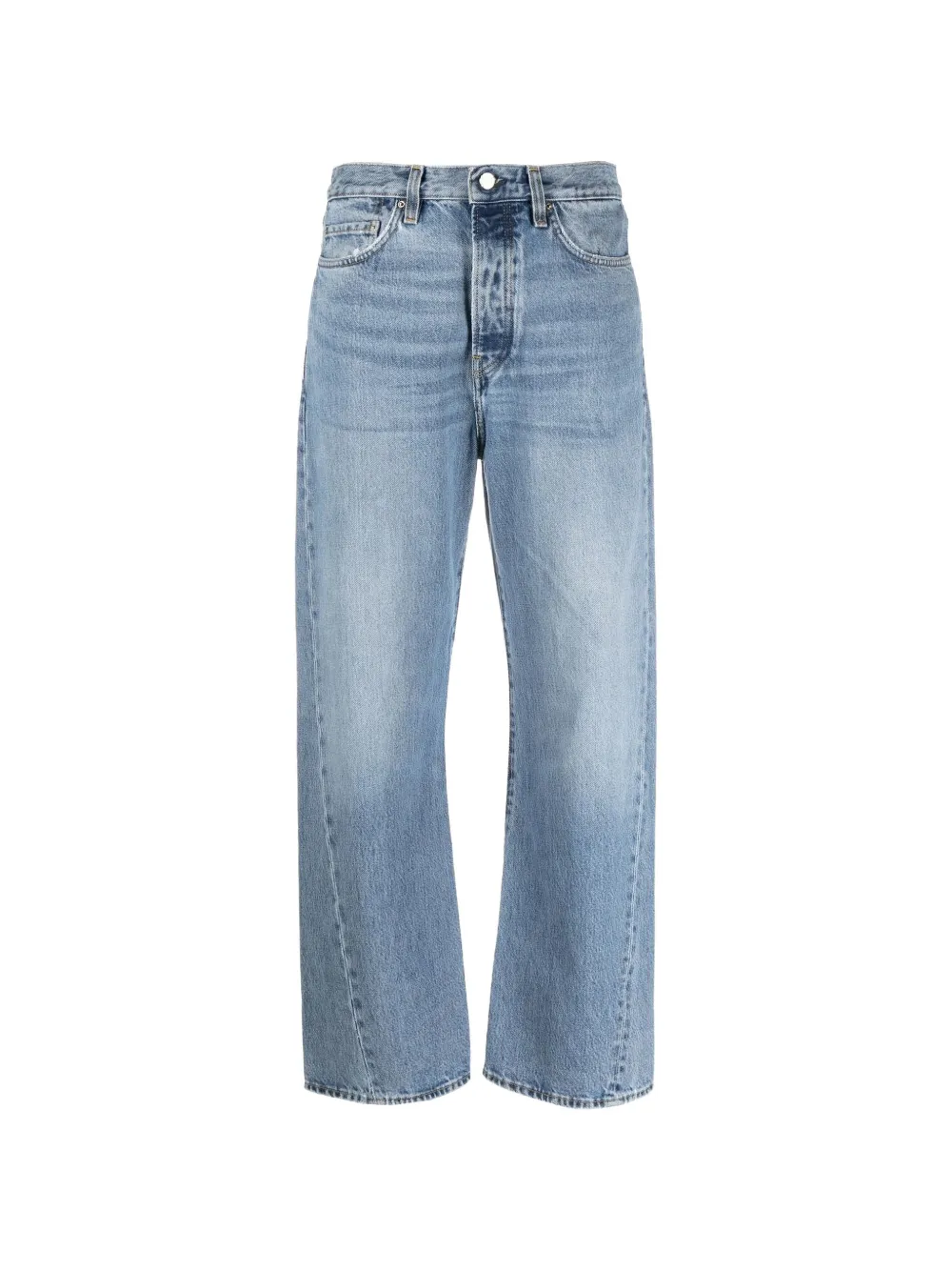 TOTEME Twisted seam denim full length worn blue jeans