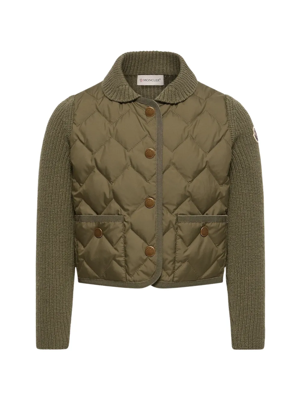 Moncler Enfant quilted panelled cardigan Groen