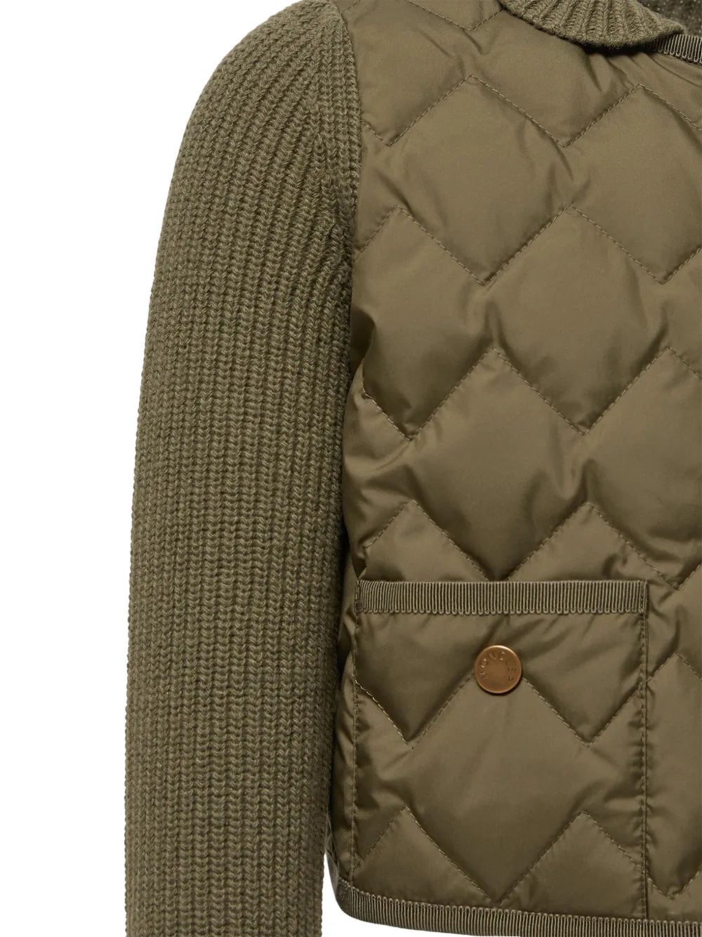 Moncler Enfant quilted panelled cardigan Groen