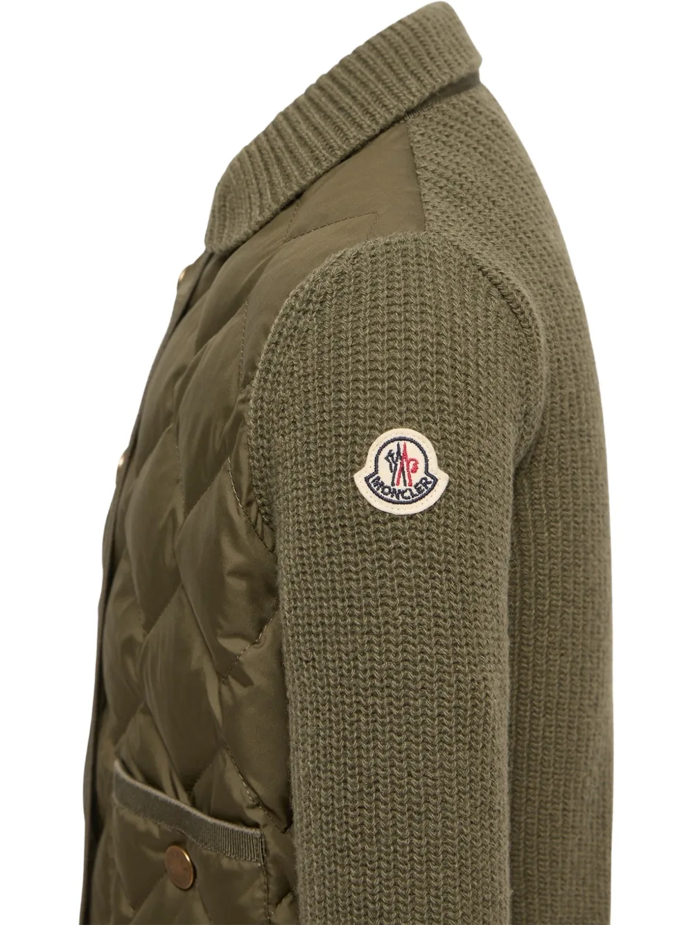 Moncler Enfant quilted panelled cardigan Groen