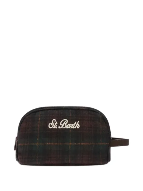 MC2 Saint Barth Westwood wool-blend beauty case with tartan pattern