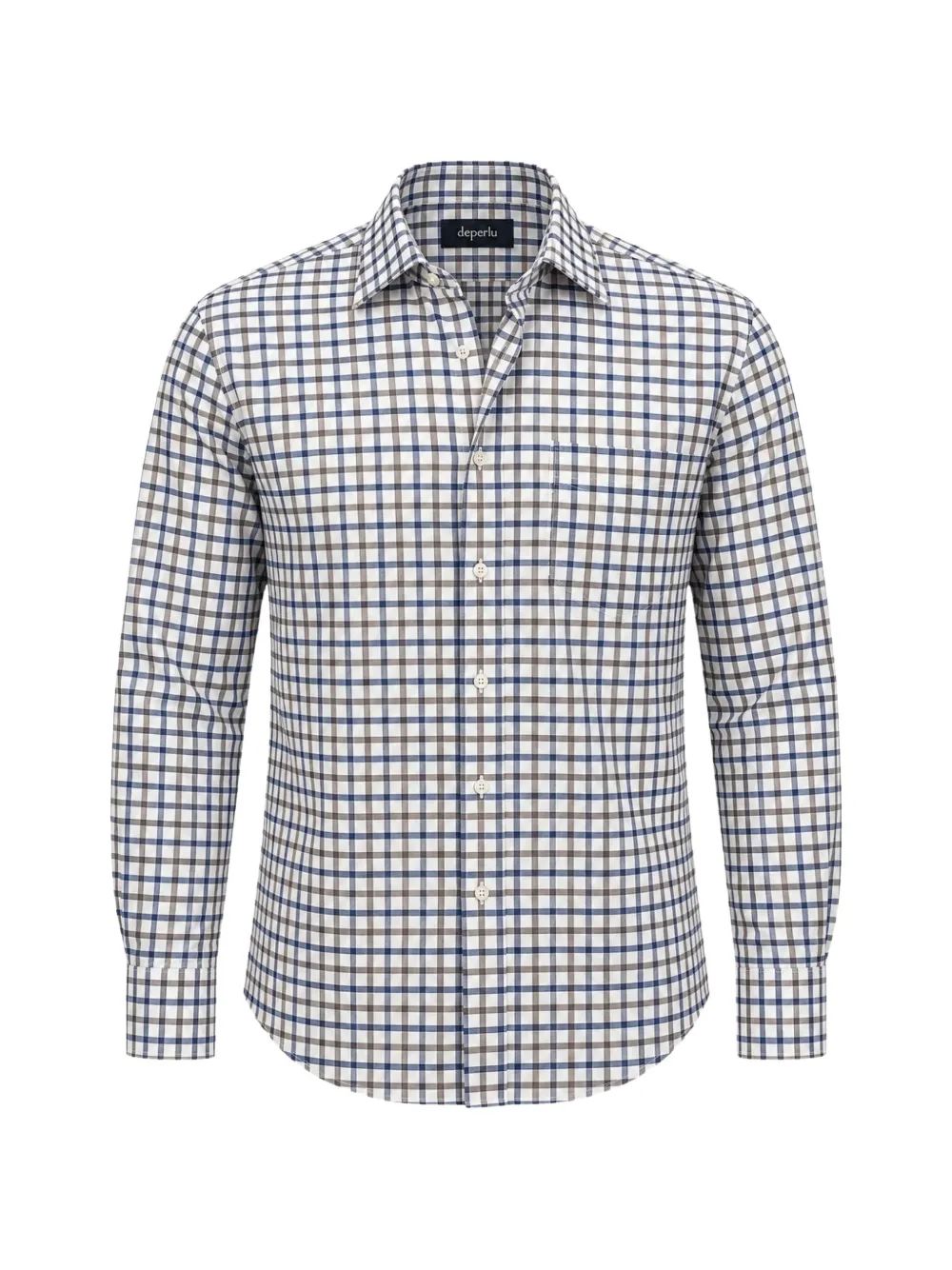 Deperlu Check-pattern Shirt In White