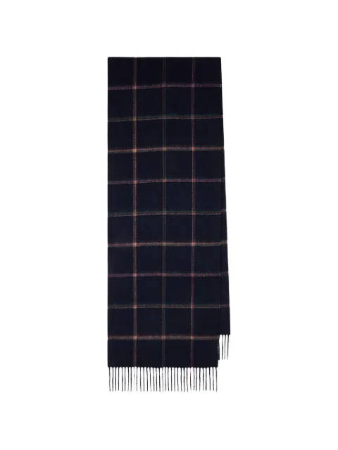 Paul Smith navy signature-Check wool-cashmere scarf