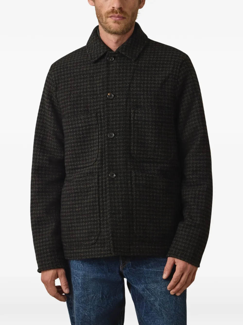Paul Smith Bomberjack van wolblend met pied-de-poule print Zwart