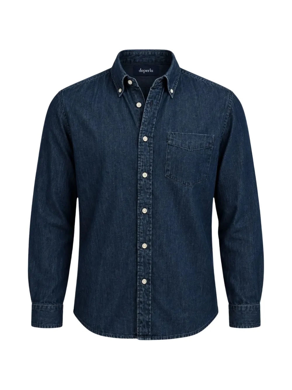 Deperlu Button-down Denim Shirt In Blue