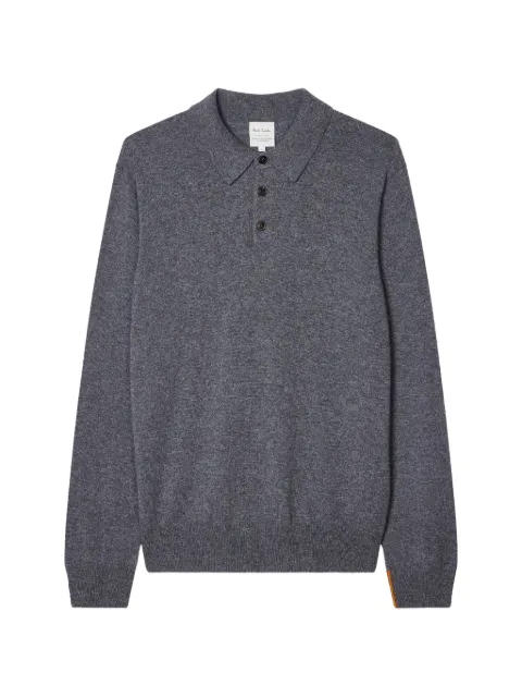 Paul Smith grey cashmere long-sleeve polo shirt