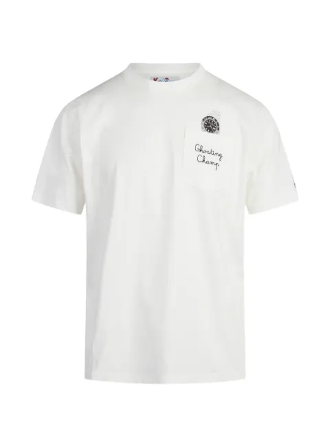 MC2 Saint Barth white Connor cotton T-shirt with watch print and Ghosting Champ embroidery