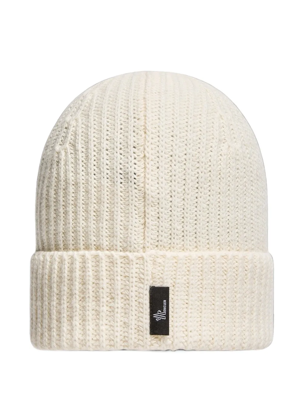 MONCLER GRENOBLE KIDS ribbed-knit logo-patch beanie hat Wit