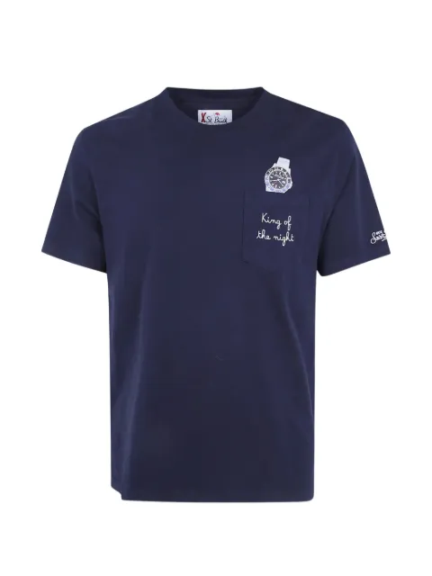 MC2 Saint Barth navy blue Connor organic cotton T-shirt with watch print and King Of The Night embroidery