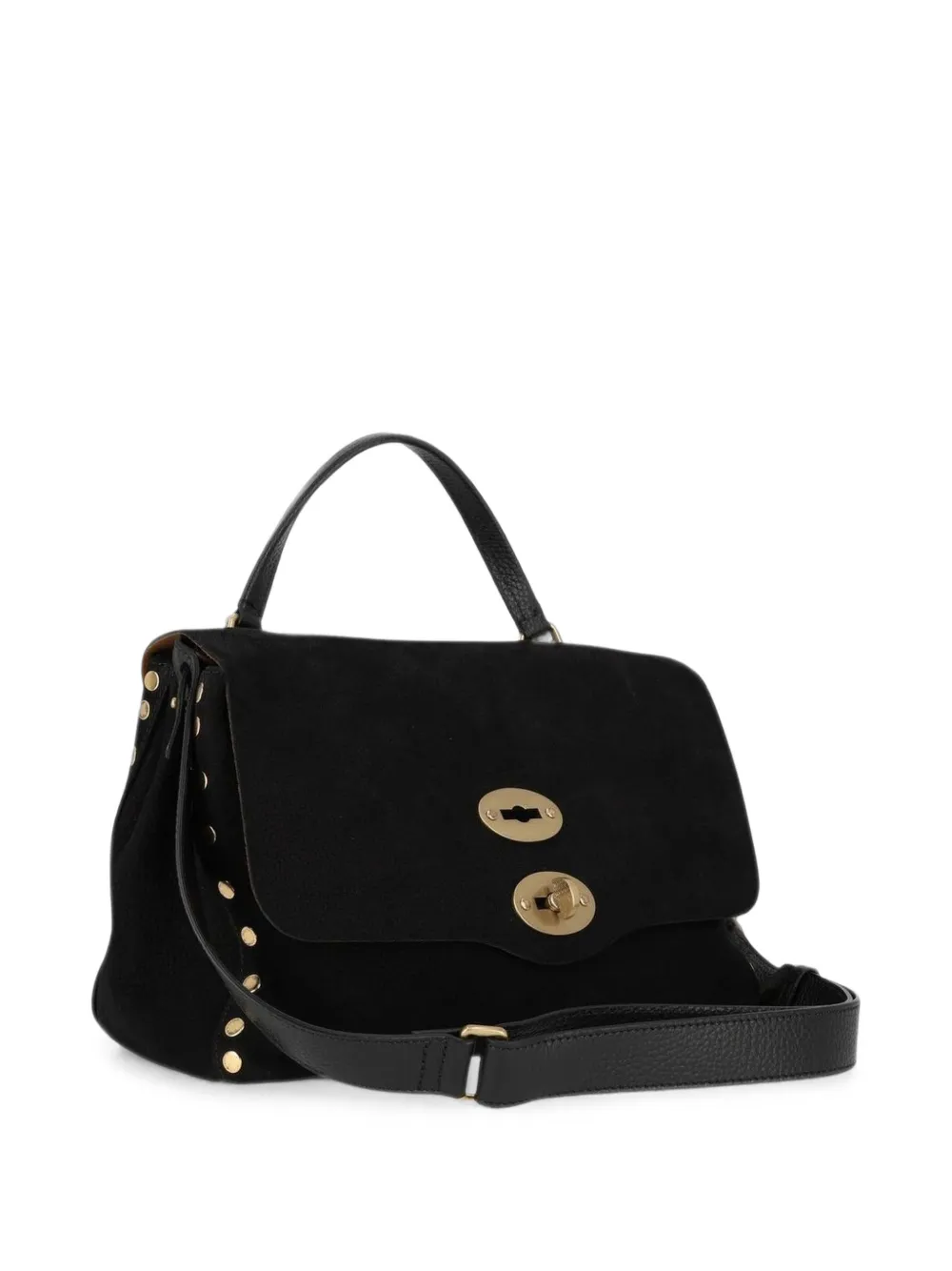 Zanellato Postina leren clutch verfraaid met studs Zwart