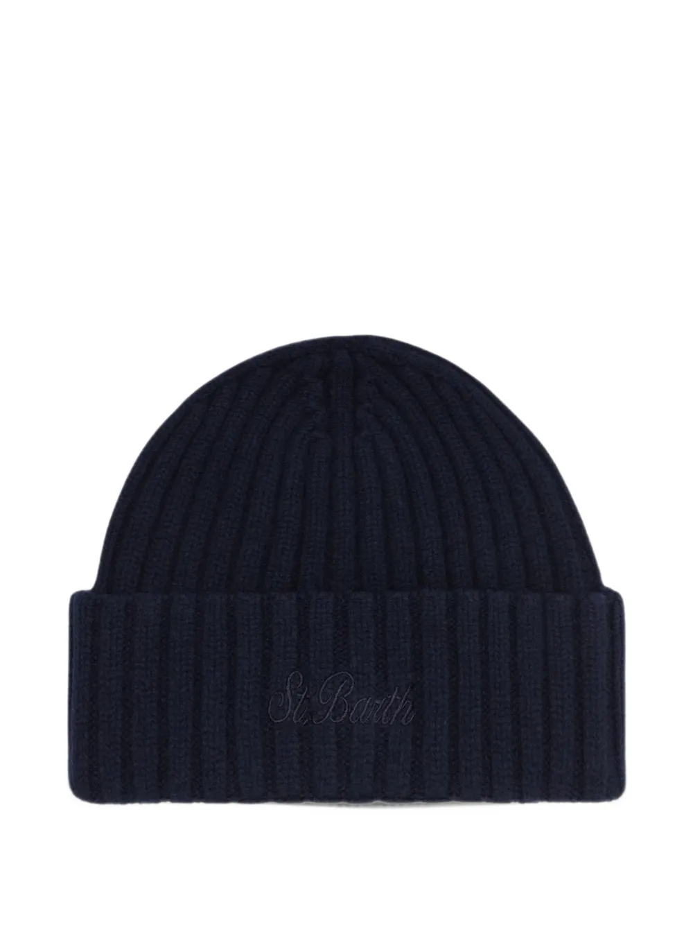 MC2 Saint Barth night blue Wengen wool beanie with logo embroidery Blauw