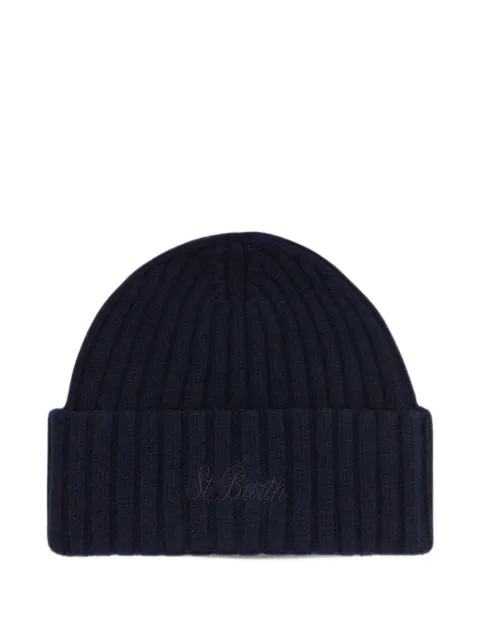 MC2 Saint Barth night blue Wengen wool beanie with logo embroidery