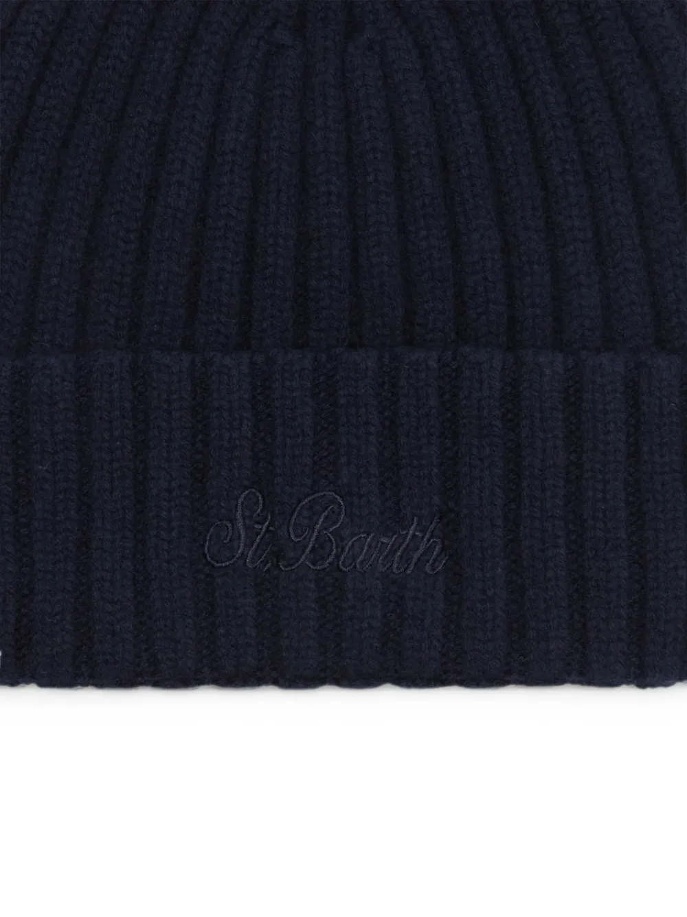 MC2 Saint Barth night blue Wengen wool beanie with logo embroidery Blauw