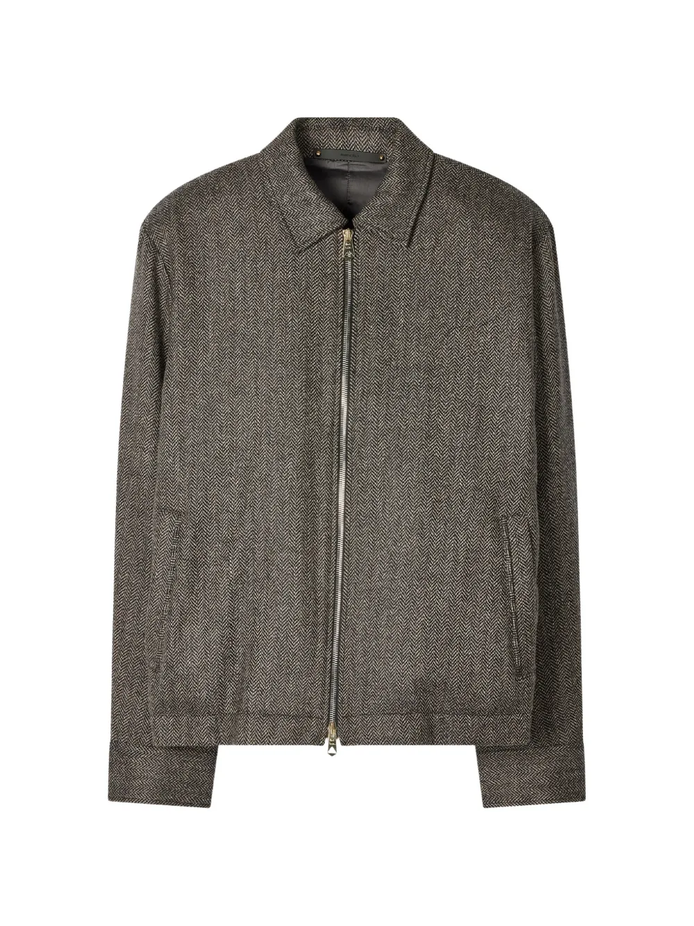 Paul Smith grey herringbone wool-cashmere zip jacket - Grau