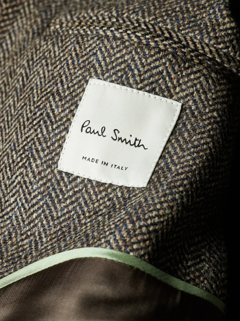 Paul Smith grey herringbone wool-cashmere zip jacket Grijs