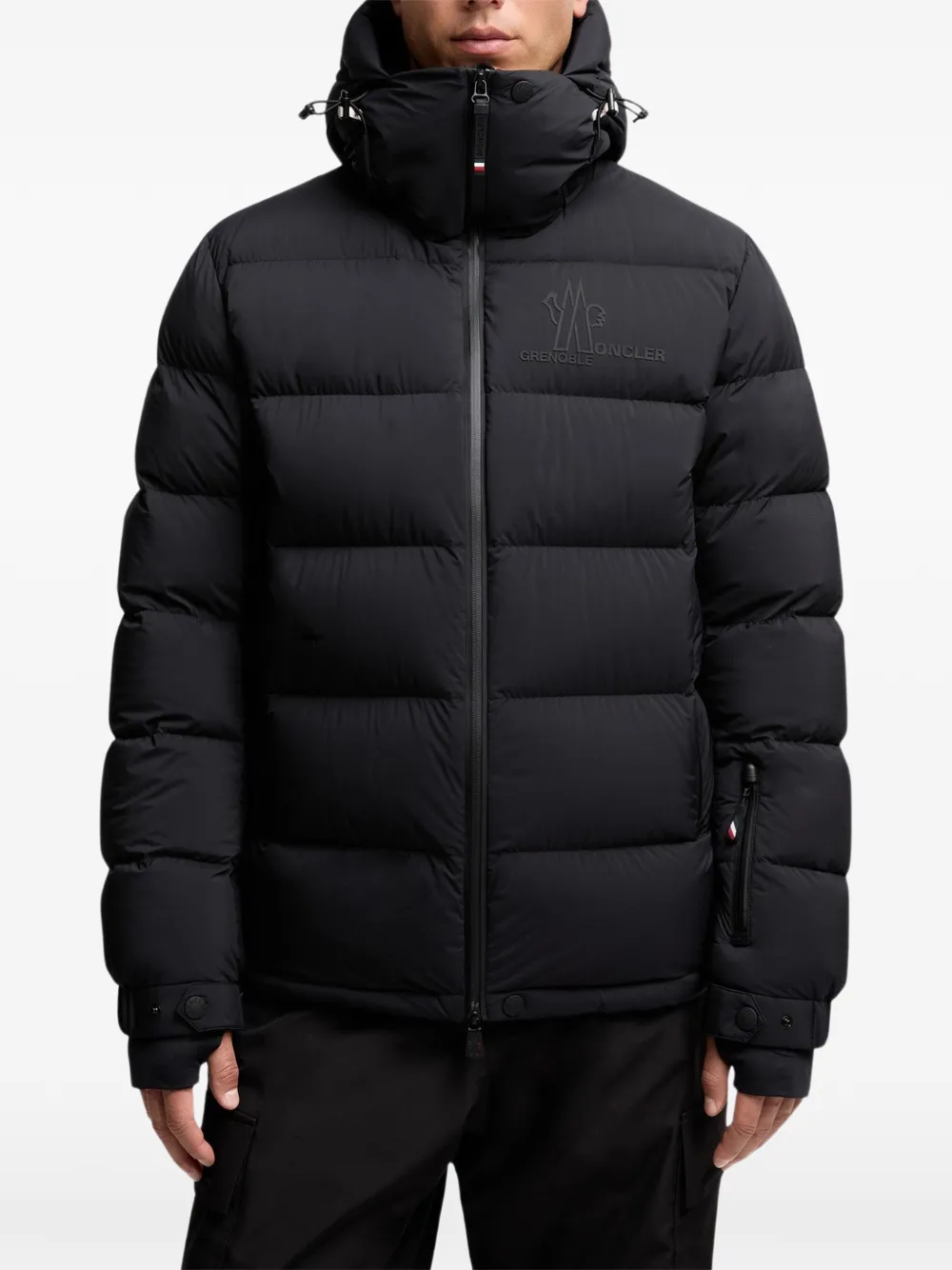 Moncler Grenoble Gevoerd jack met capuchon Zwart