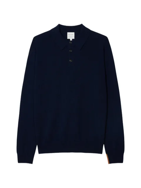 Paul Smith navy cashmere long-sleeve polo shirt