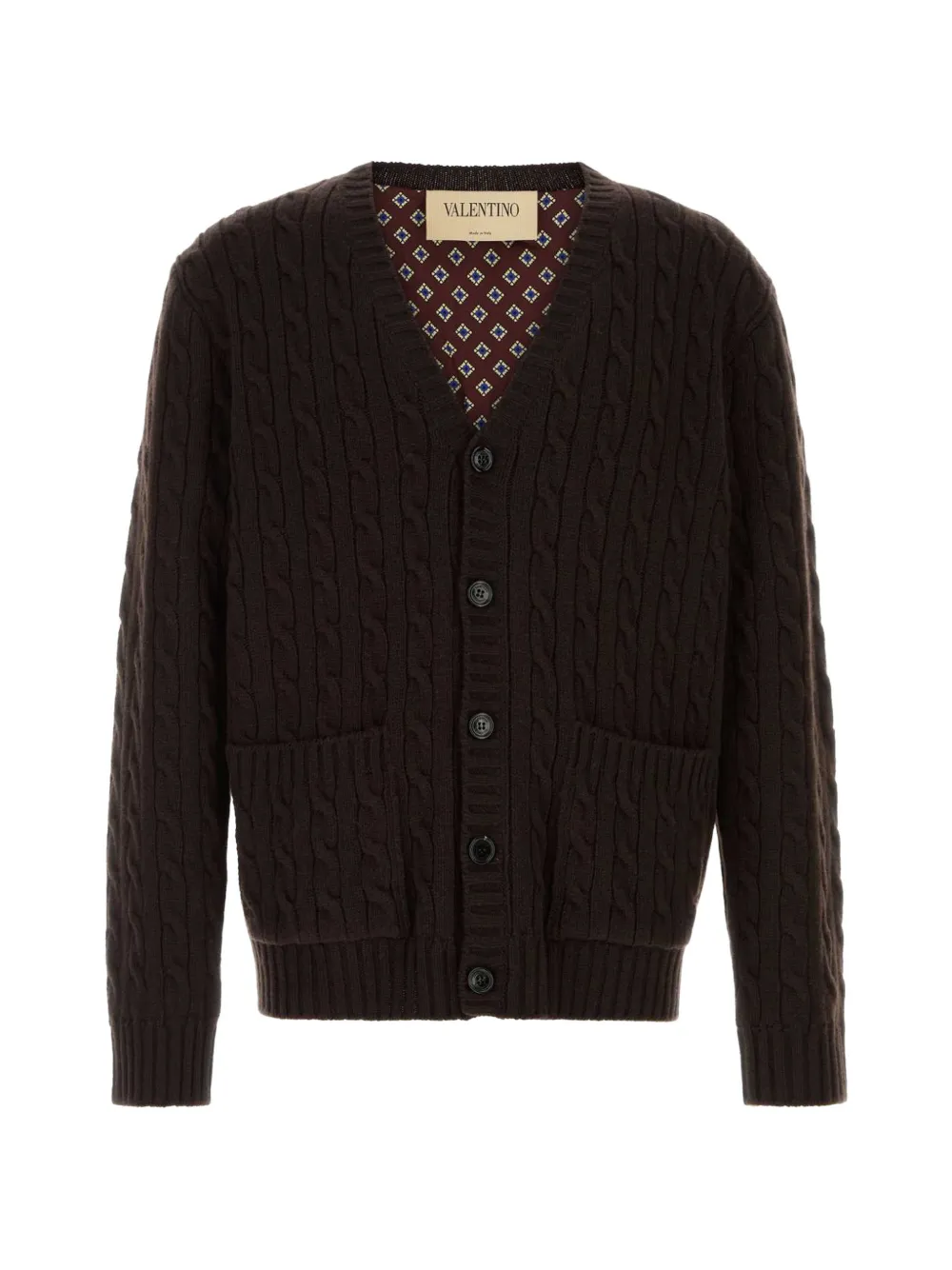 Valentino Garavani cable-knit wool cardigan - Brown