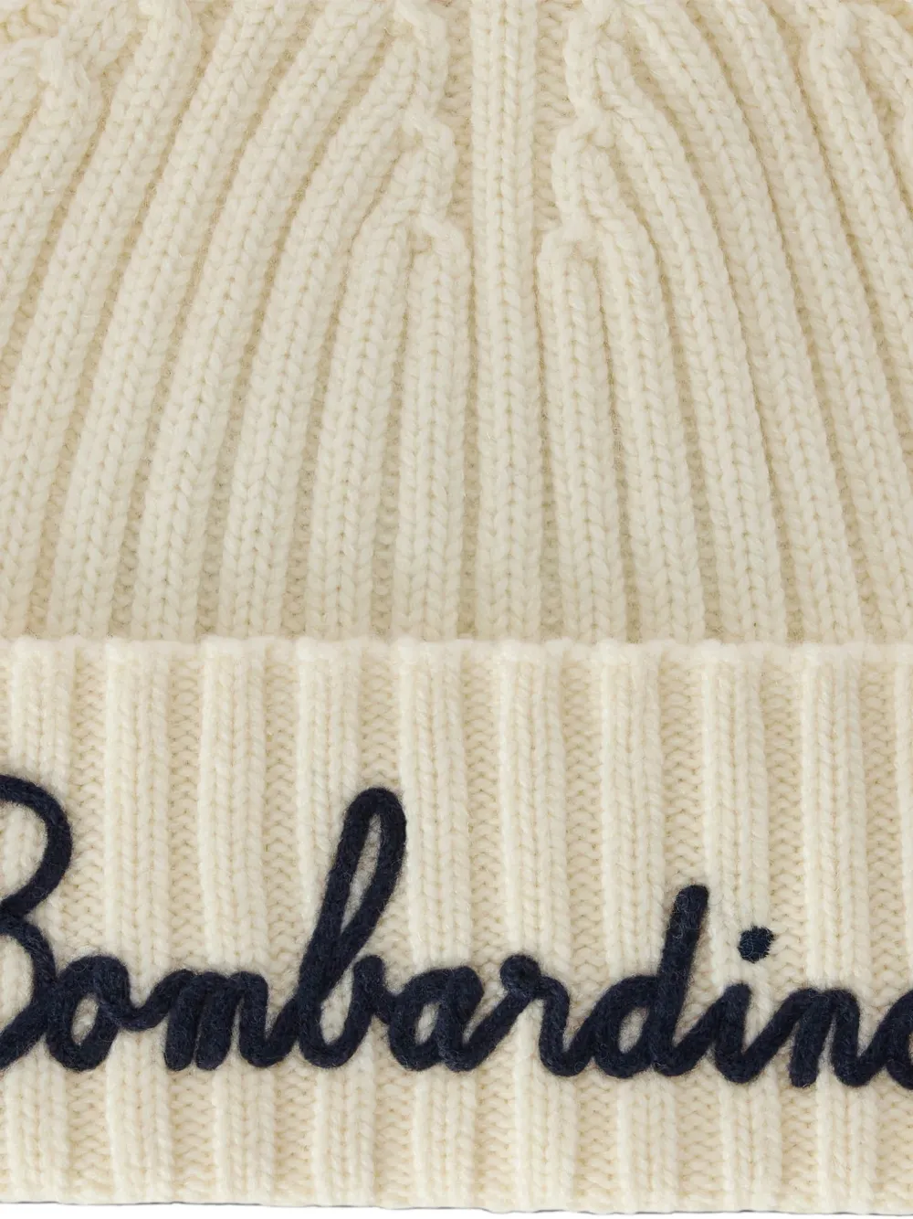 MC2 Saint Barth embroidered cable-knit beanie hat Beige