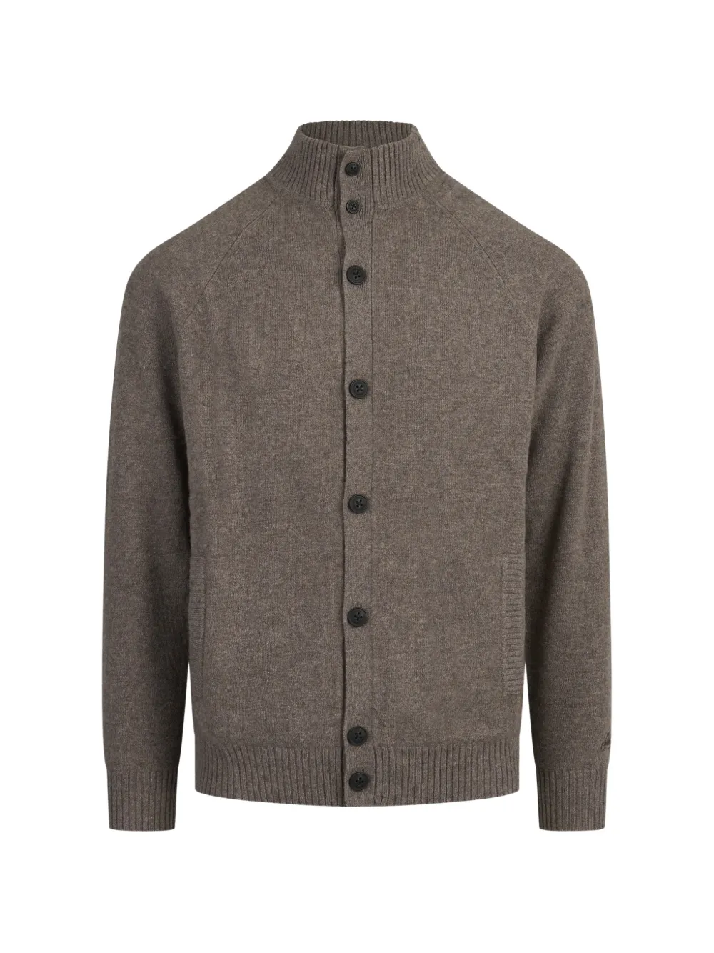 MC2 Saint Barth beige Galway lambswool cardigan with high collar - Marron