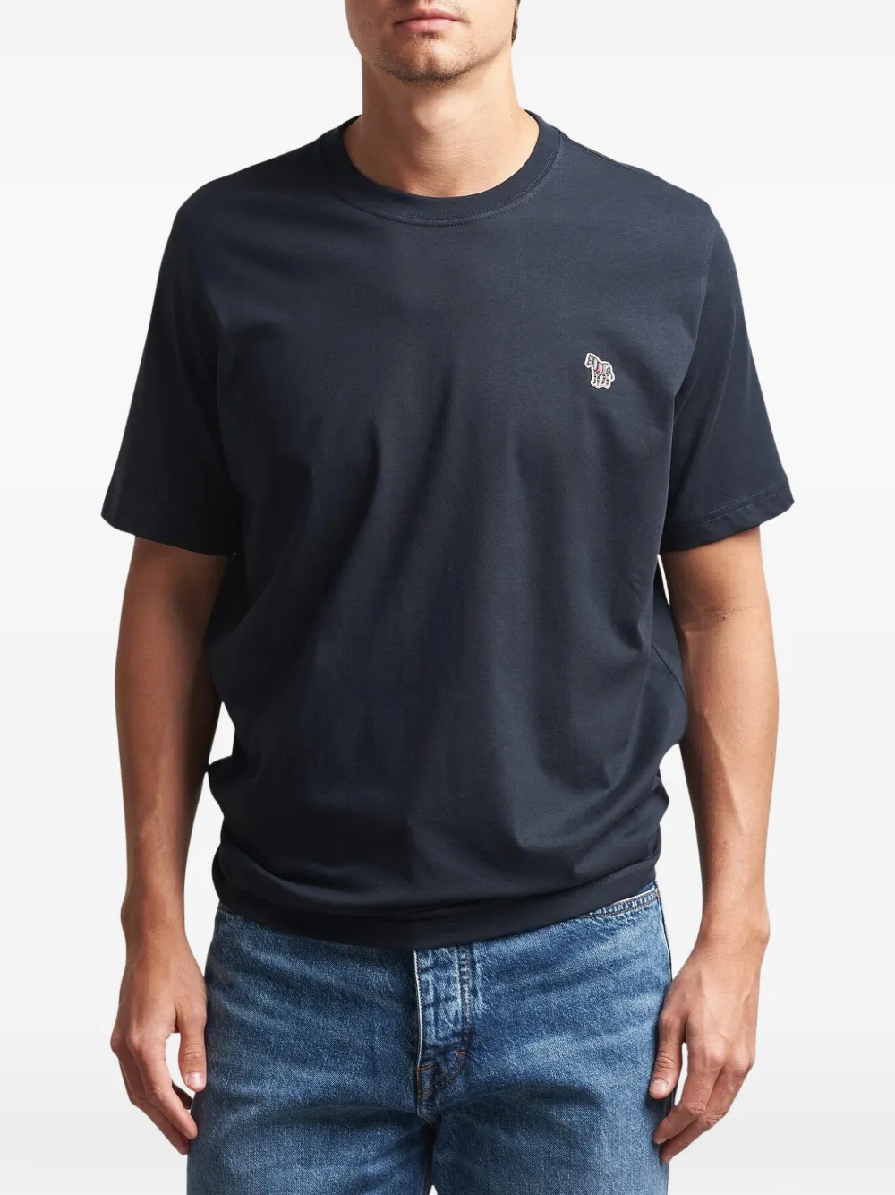 Paul Smith navy cotton Zebra-logo T-Shirt Blauw