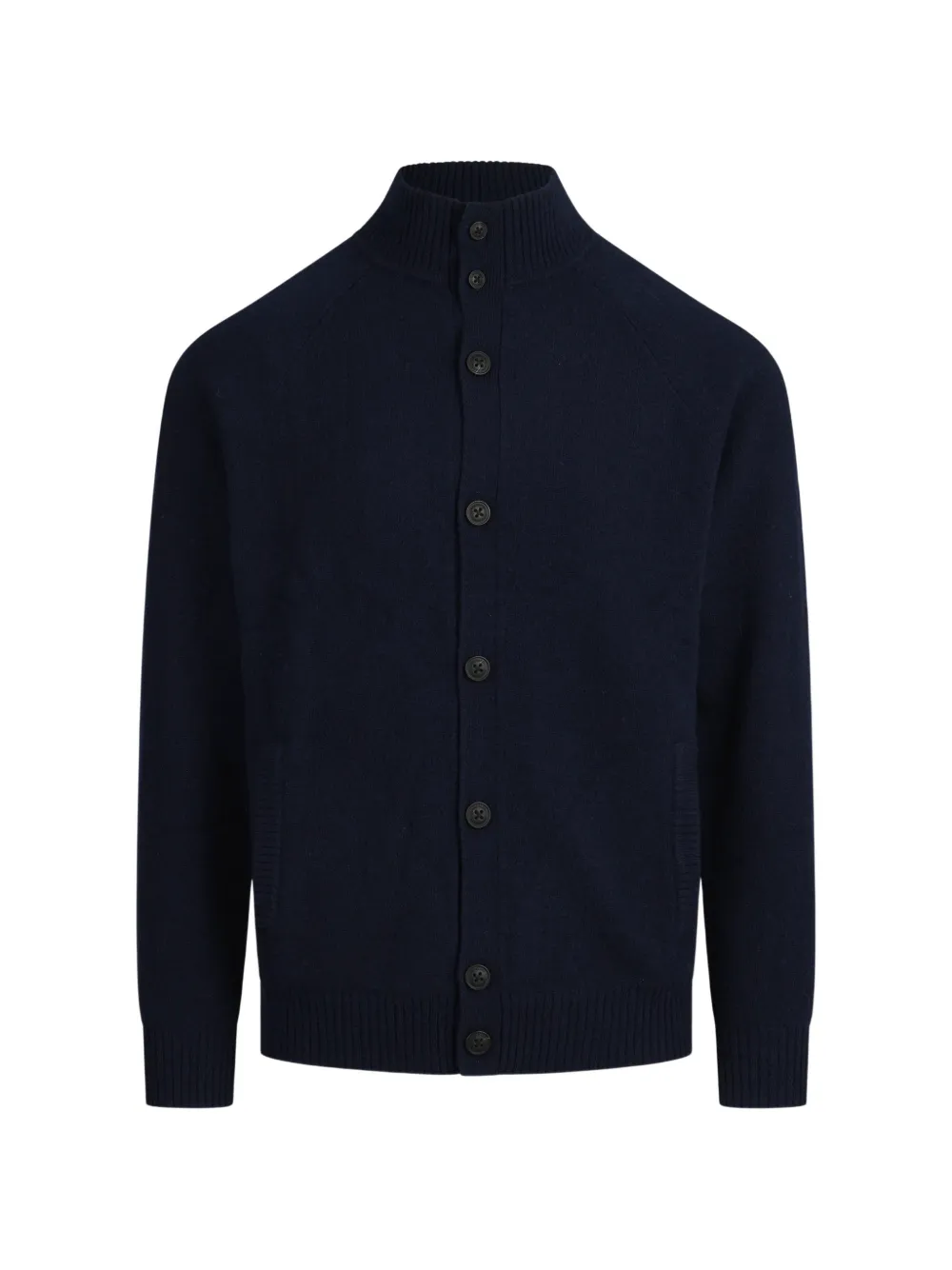 MC2 Saint Barth navy-blue Galway lambswool cardigan with high-collar - Bleu