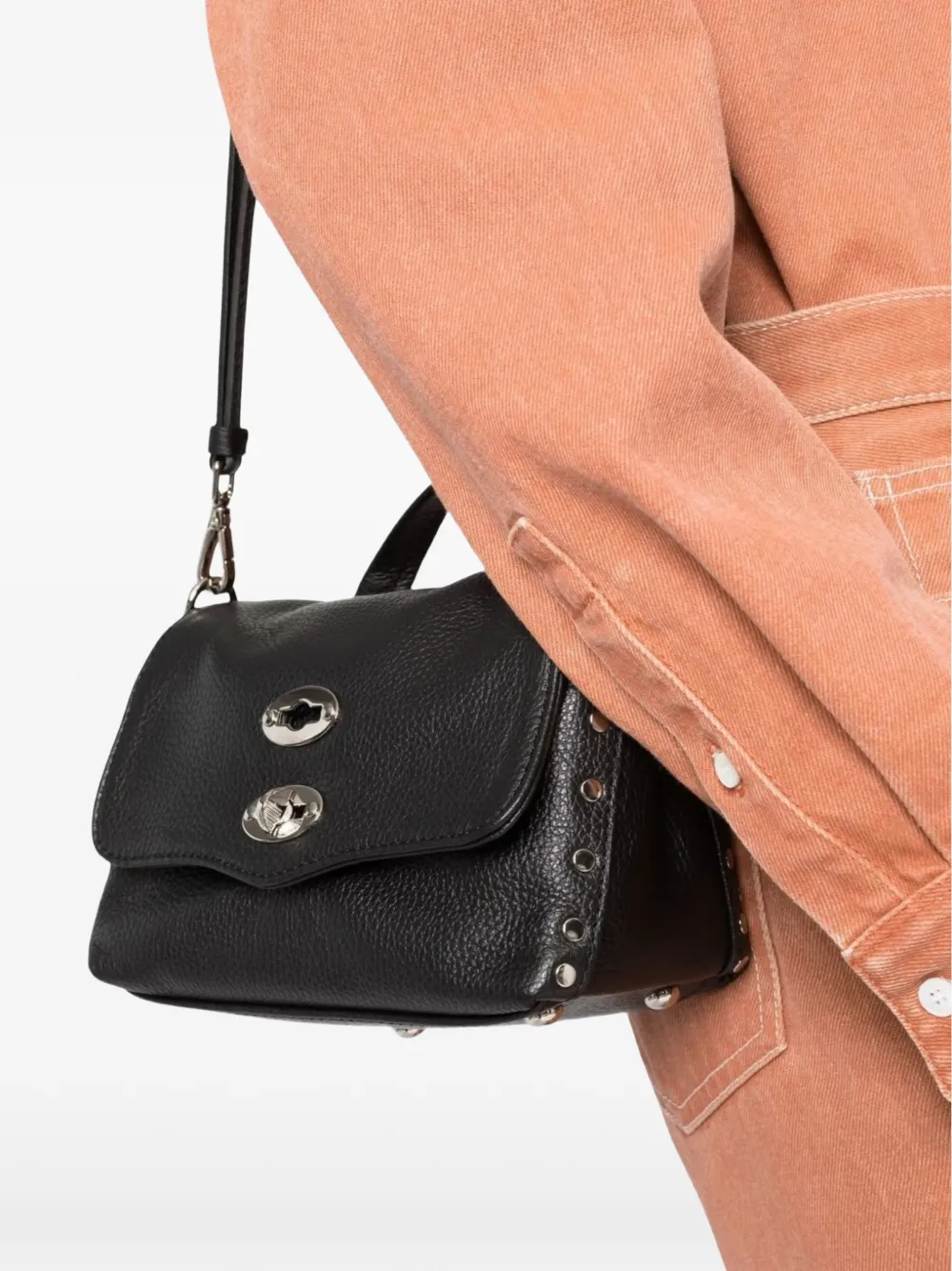 Zanellato baby Postina pebbled-leather tote bag Zwart