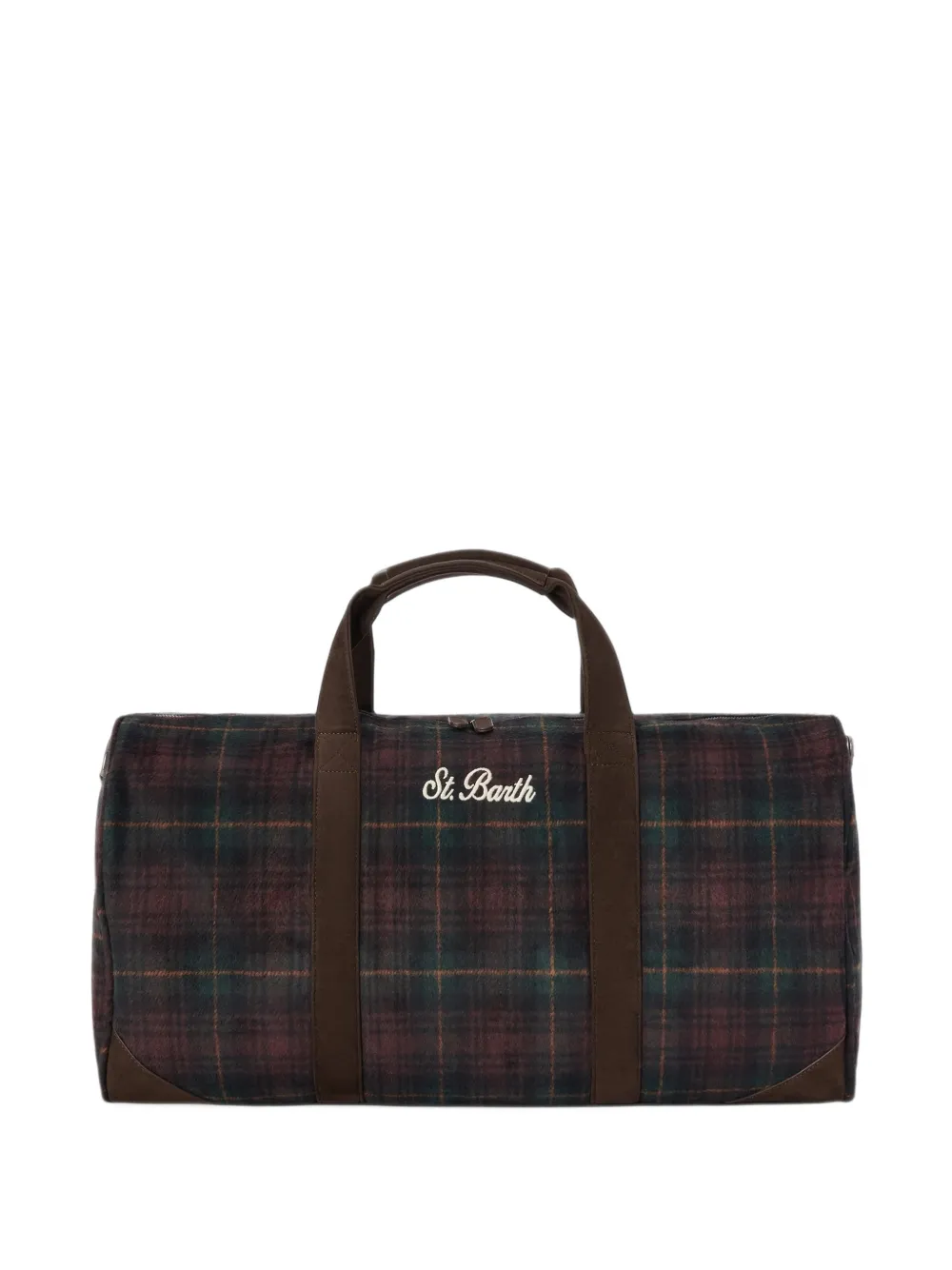 MC2 Saint Barth Jetleg wool-blend duffle bag with tartan pattern and faux-leather trims Groen