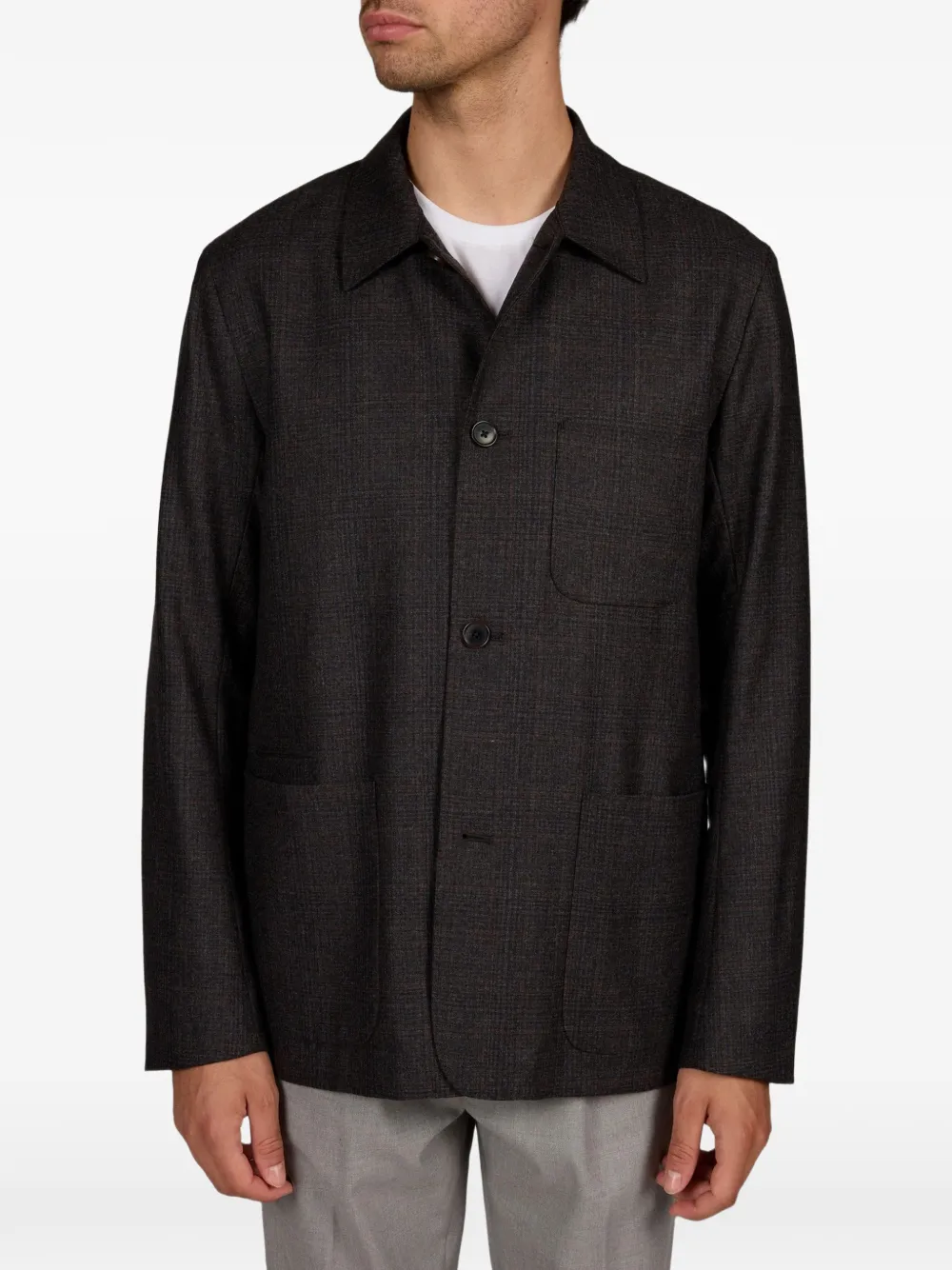 Paul Smith grey-and-brown check wool work jacket Grijs
